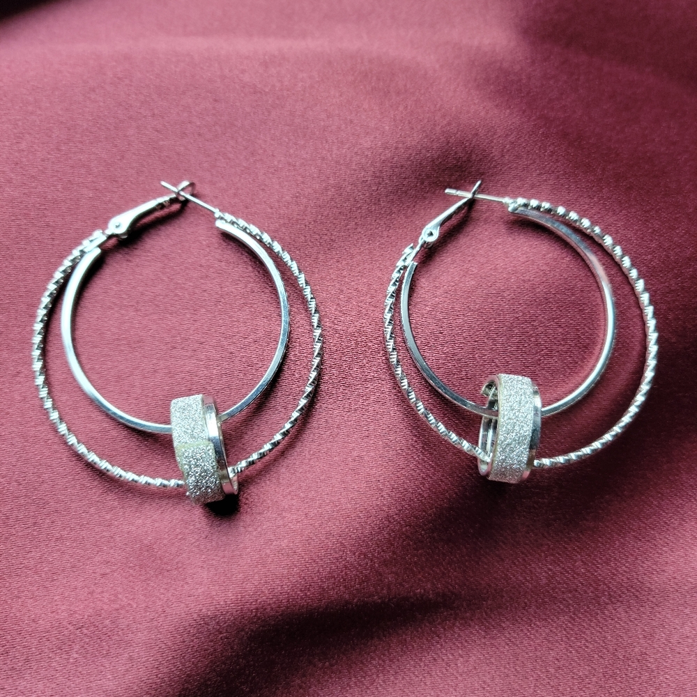 Costume silver hoop earrings